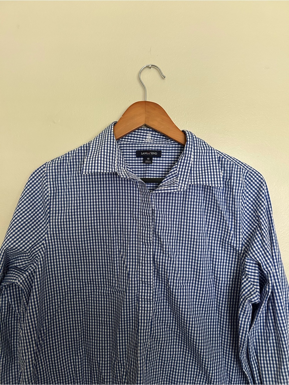 Lands' End Blue Gingham blouse - Picture 1 of 7